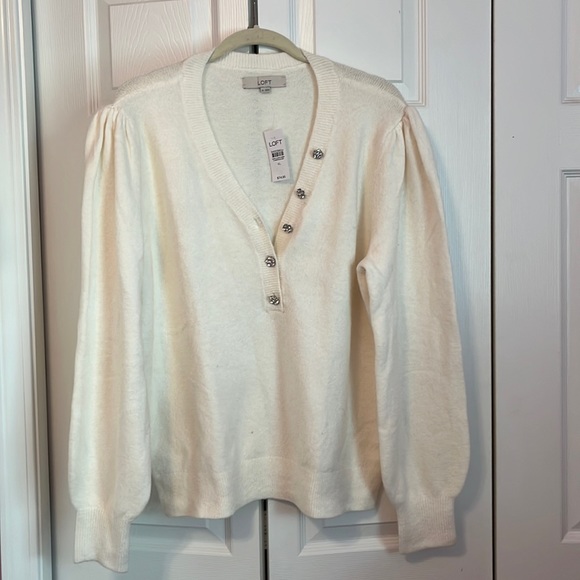LOFT Sweaters - NWT LOFT Sweater with Rhinestone Buttons